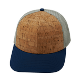 Blank - 6 Panel  - Cork - Navy / Gray (Unisex) - Trucker Mesh
