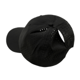 Blank - 6 Panel - Unstructured - Relaxed Fit - Pony Tail - Black (Unisex) - Laser Mesh