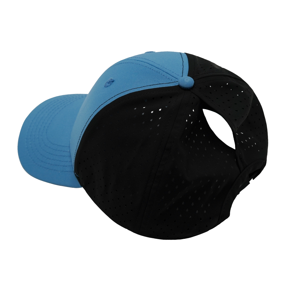 Blank - 6 Panel - Shallow Fit - Pony Tail - Blue / Black (Unisex)