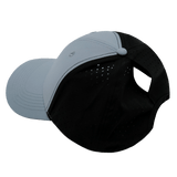 Blank - 6 Panel - Shallow Fit - Pony Tail - Gray Blue / Black (Unisex) - Laser Mesh