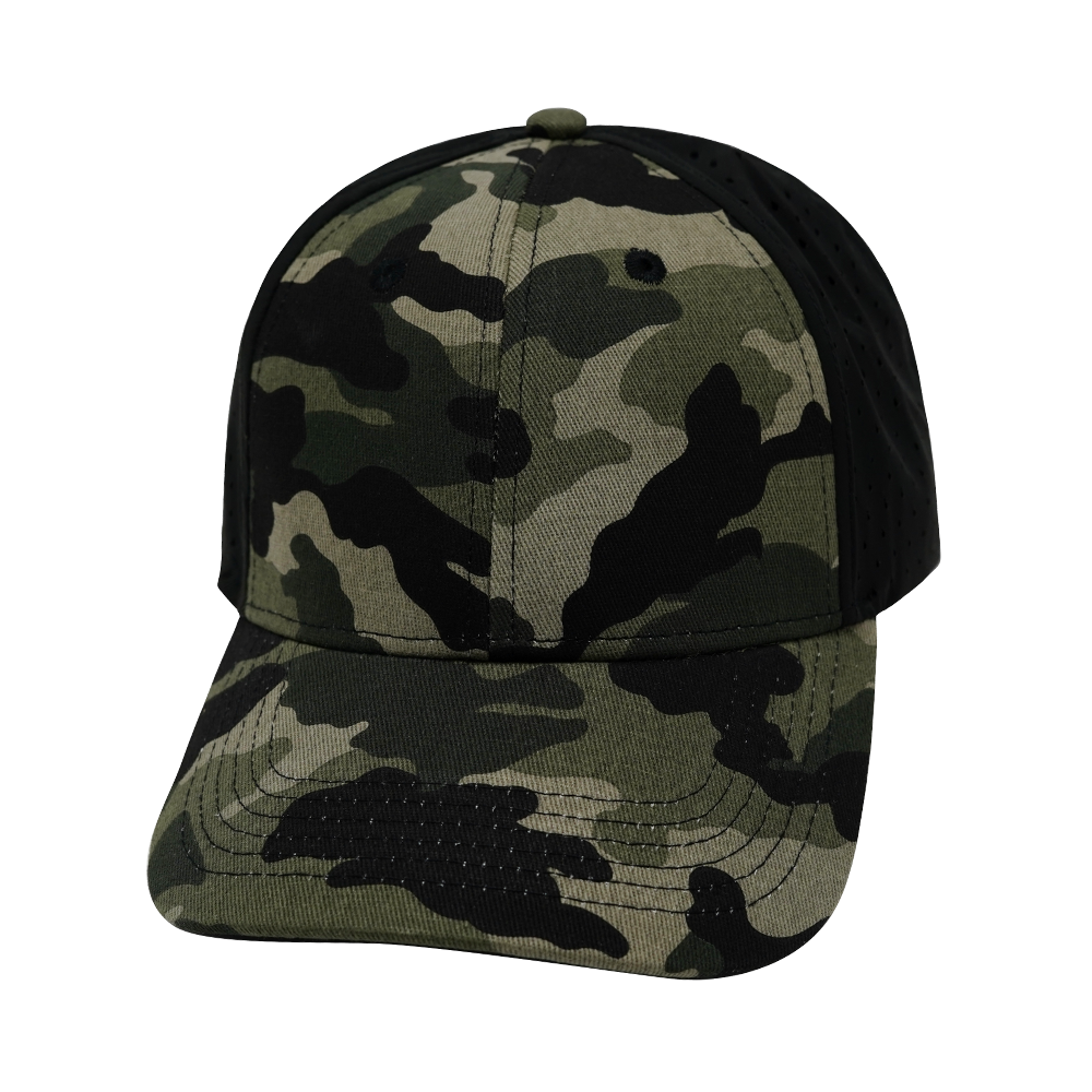 Blank - 6 Panel - Shallow Fit - Pony Tail - Light Camo / Black (Unisex)