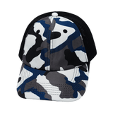 Blank - 6 Panel - Unstructured - Camo - Cream / Gray / Blue / Black (Unisex) - Soft Trucker Mesh
