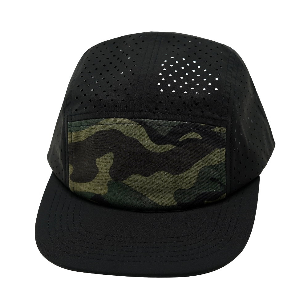 Blank - 5 Panel - Sporty - Unstructured - Black / Camo (Unisex)