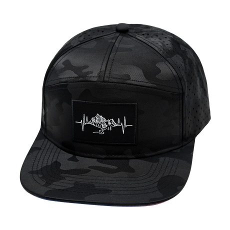 Mountains - 7 Panel - Black Camo (Unisex)