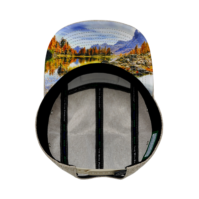 Mountains - 5 Panel - Unstructured - Cream Hemp / Gray Hemp - Fabric Back (Unisex)