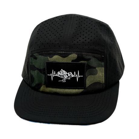 Mountains - 5 Panel - Sporty - Unstructured - Black / Green Camo (Unisex)