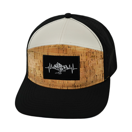 Mountains - 7 Panel - Cork - Black / Cream (Unisex)