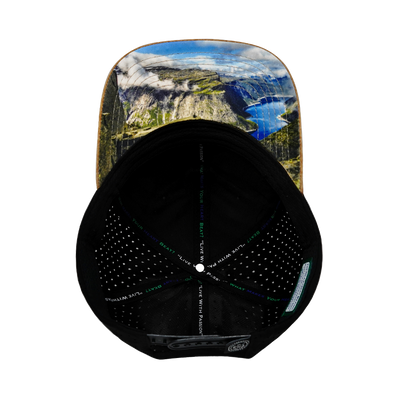 Mountains - 6 Panel - Tan Textured / Black - Laser Mesh (Unisex)