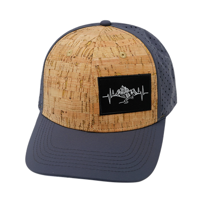 Mountains - 6 Panel - Cork - Charcoal - Laser Mesh (Unisex)