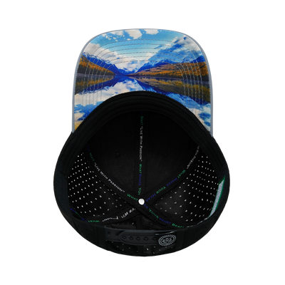 Mountains - 6 Panel - Shallow Fit - Pony Tail - Gray Blue / Black - Laser Mesh (Unisex)