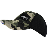 Mountains - 6 Panel - Unstructured - Camo / Black - Soft Trucker Mesh (Unisex)