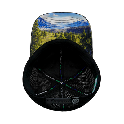Mountains - 6 Panel - Unstructured - Camo / Black - Soft Trucker Mesh (Unisex)