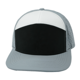 Blank - 7 Panel - Gray / Black / White (Unisex) - Laser Mesh