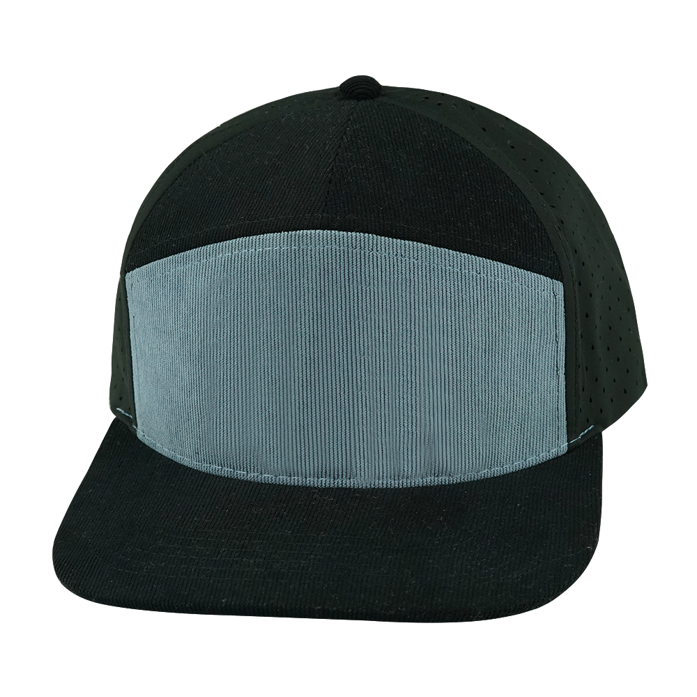 Blank - 7 Panel - Corduroy - Black / Gray Blue (Unisex)