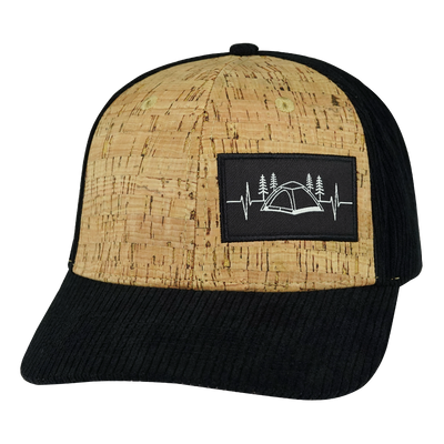 Camping - 6 Panel - Cork - Corduroy - Black - Fabric Back (Unisex)