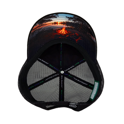 Camping - 6 Panel - Shallow Fit - Unstructured - Black Hemp / Black - Soft Trucker Mesh (Unisex)