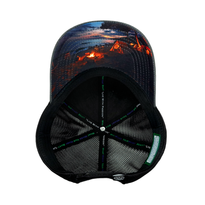 Camping - 6 Panel - Shallow Fit - Slate Gray / Black  - Soft Trucker Mesh (Unisex)