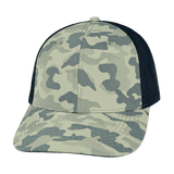 Blank - 6 Panel - Soft Gray Camo / Navy (Unisex) - Laser Mesh