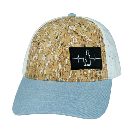 Wine - 6 Panel - Shallow Fit - Pony Tail - Cork - Baby Blue / White (Unisex)