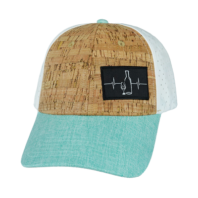 Wine - 6 Panel - Shallow Fit - Pony Tail - Cork - Mint / White - Laser Mesh (Unisex)