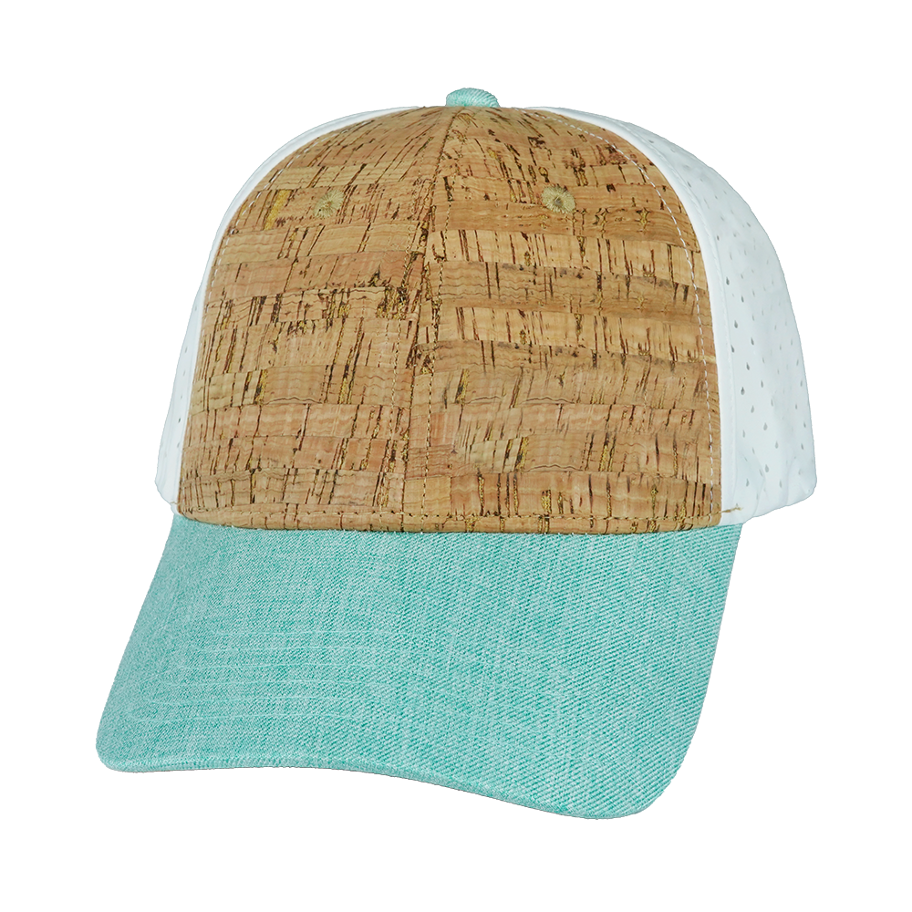 Blank - 6 Panel - Shallow Fit - Pony Tail - Cork - Mint / White (Unisex)