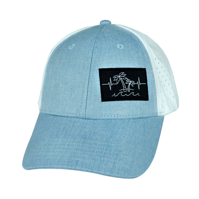 Beach - 6 Panel - Shallow Fit - Pony Tail - Light Blue / White - Laser Mesh (Unisex)
