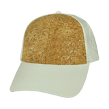 Blank - 6 Panel - Shallow Fit - Pony Tail - Cork - White (Unisex) - Laser Mesh