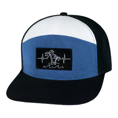 Beach - 7 Panel - Corduroy - Black / Blue / White - Laser Mesh (Unisex)