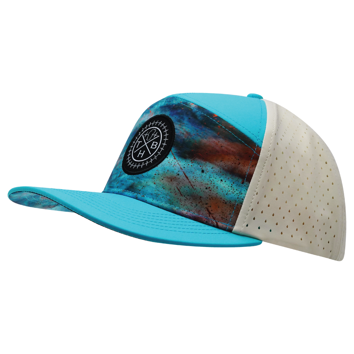 **YOUTH** THB  - 7 Panel - Desert Sky - Neon Green Blue / Cream - Laser Mesh (Unisex)