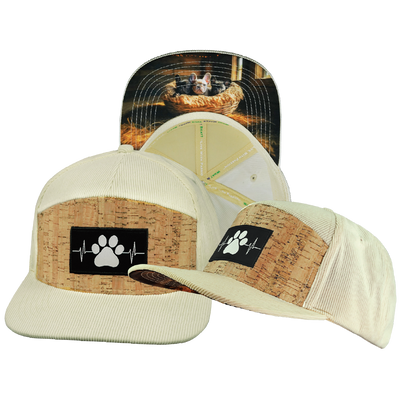 Dog - 7 Panel - Corduroy - Cork - Cream - Fabric Back (Unisex)