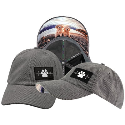 Dog - 6 Panel - Unstructured - Corduroy - Charcoal - Fabric Back (Unisex)