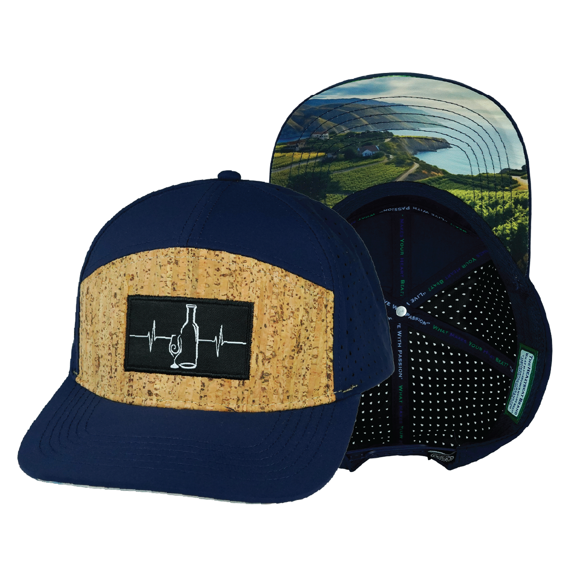 Wine - 7 Panel - Cork - Navy - Laser Mesh (Unisex)