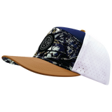 **YOUTH** THB  - 7 Panel - Evening Leaves - Light Tan / Navy / White - Laser Mesh (Unisex)