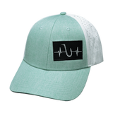 Fishing - 6 Panel - Shallow Fit - Pony Tail - Teal / White - Laser Mesh (Unisex)