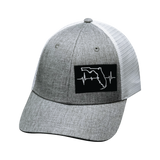 Florida - 6 Panel - Shallow Fit - Heather Gray / White - Trucker Mesh (Unisex)