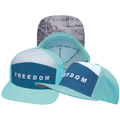FREEDOM Hat - Flat Bill - Mint / Slate Blue / White - Laser Mesh