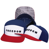 FREEDOM Hat - Flat Bill - Dark Red / White / Navy - Laser Mesh