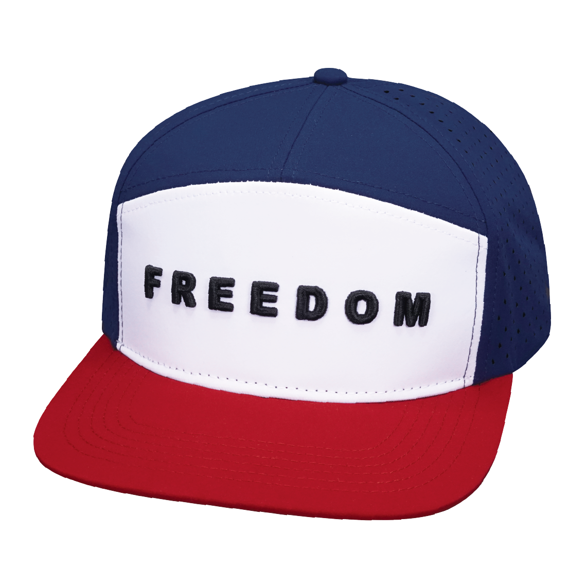 FREEDOM Hat - Flat Bill - Dark Red / White / Navy - Laser Mesh