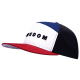 FREEDOM Hat - Flat Bill - Dark Red / White / Navy / Black - Laser Mesh