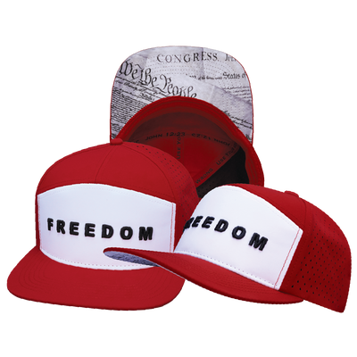 FREEDOM Hat - Flat Bill - Red / White - Laser Mesh