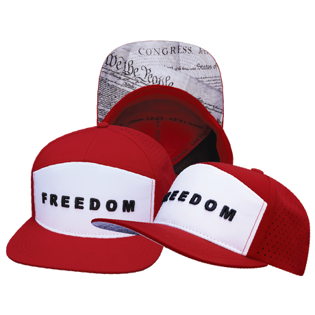 FREEDOM Hat - Flat Bill - Red / White - Laser Mesh