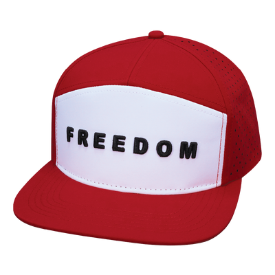 FREEDOM Hat - Flat Bill - Red / White - Laser Mesh