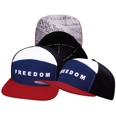 FREEDOM Hat - Flat Bill - Dark Red / Navy / White / Black - Laser Mesh