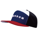 FREEDOM Hat - Flat Bill - Dark Red / Navy / White / Black - Laser Mesh