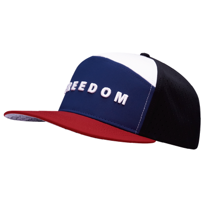 FREEDOM Hat - Flat Bill - Dark Red / Navy / White / Black - Laser Mesh