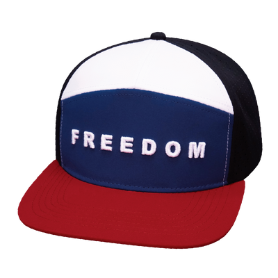FREEDOM Hat - Flat Bill - Dark Red / Navy / White / Black - Laser Mesh