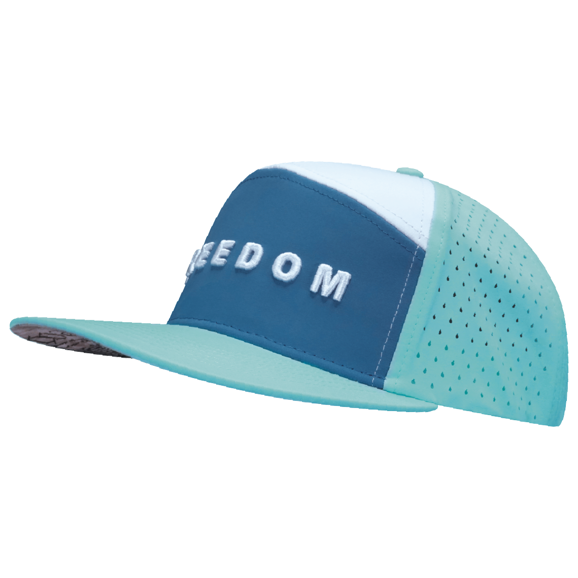 FREEDOM Hat - Flat Bill - Mint / Slate Blue / White - Laser Mesh