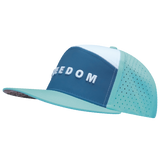 FREEDOM Hat - Flat Bill - Mint / Slate Blue / White - Laser Mesh