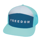 FREEDOM Hat - Flat Bill - Mint / Slate Blue / White - Laser Mesh