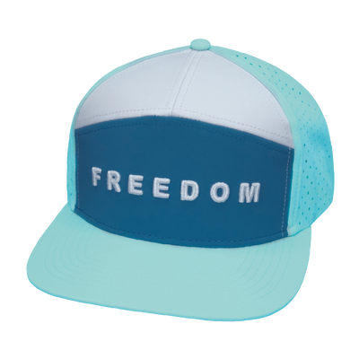 FREEDOM Hat - Flat Bill - Mint / Slate Blue / White - Laser Mesh